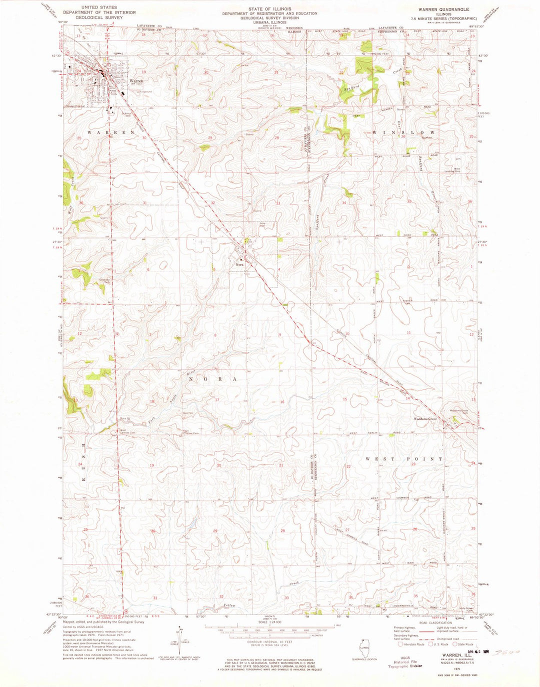 1971 Warren, IL - Illinois - USGS Topographic Map