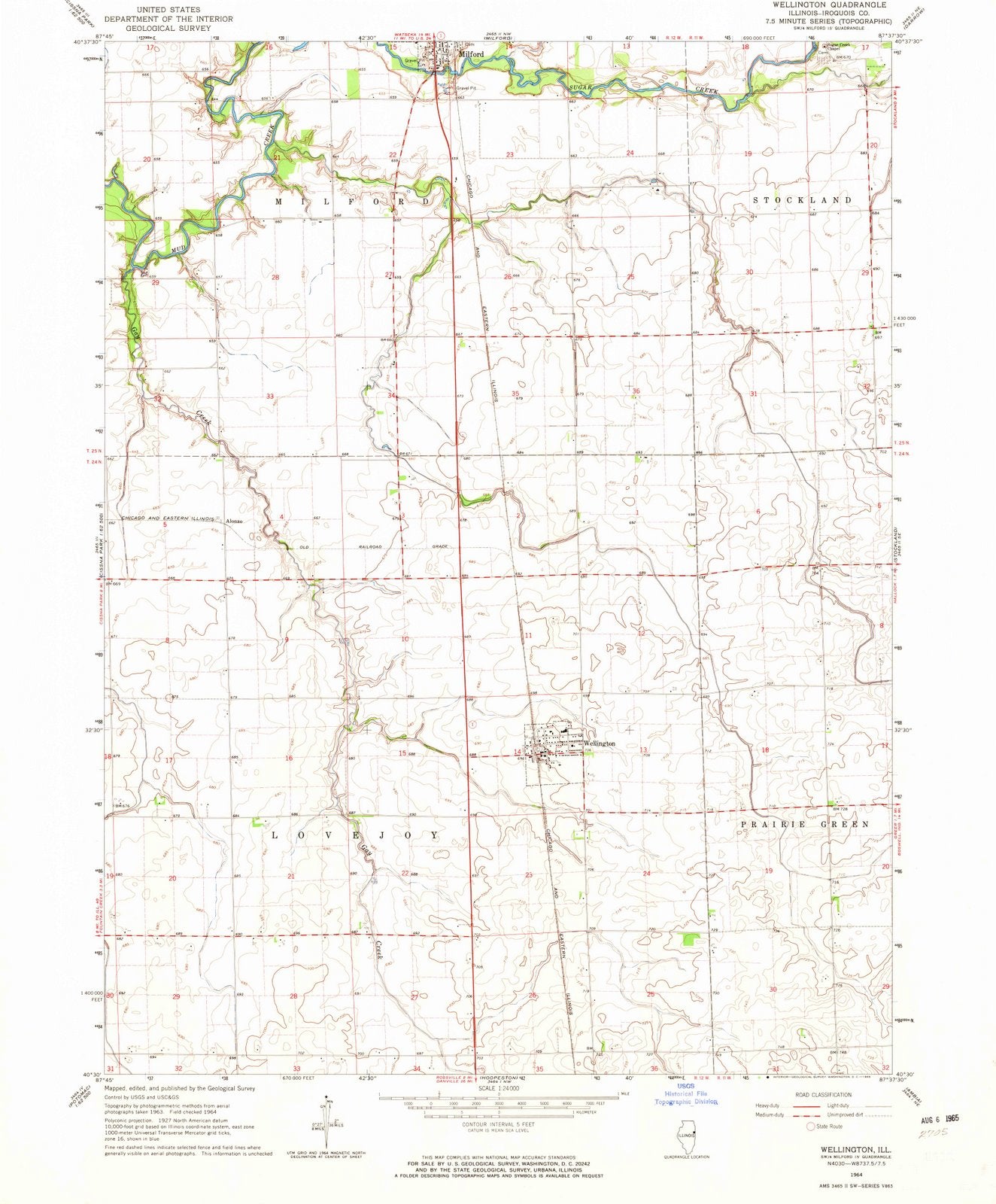 1964 Wellington, IL - Illinois - USGS Topographic Map