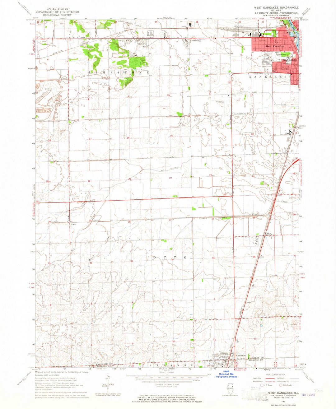 1964 West Kankakee, IL - Illinois - USGS Topographic Map