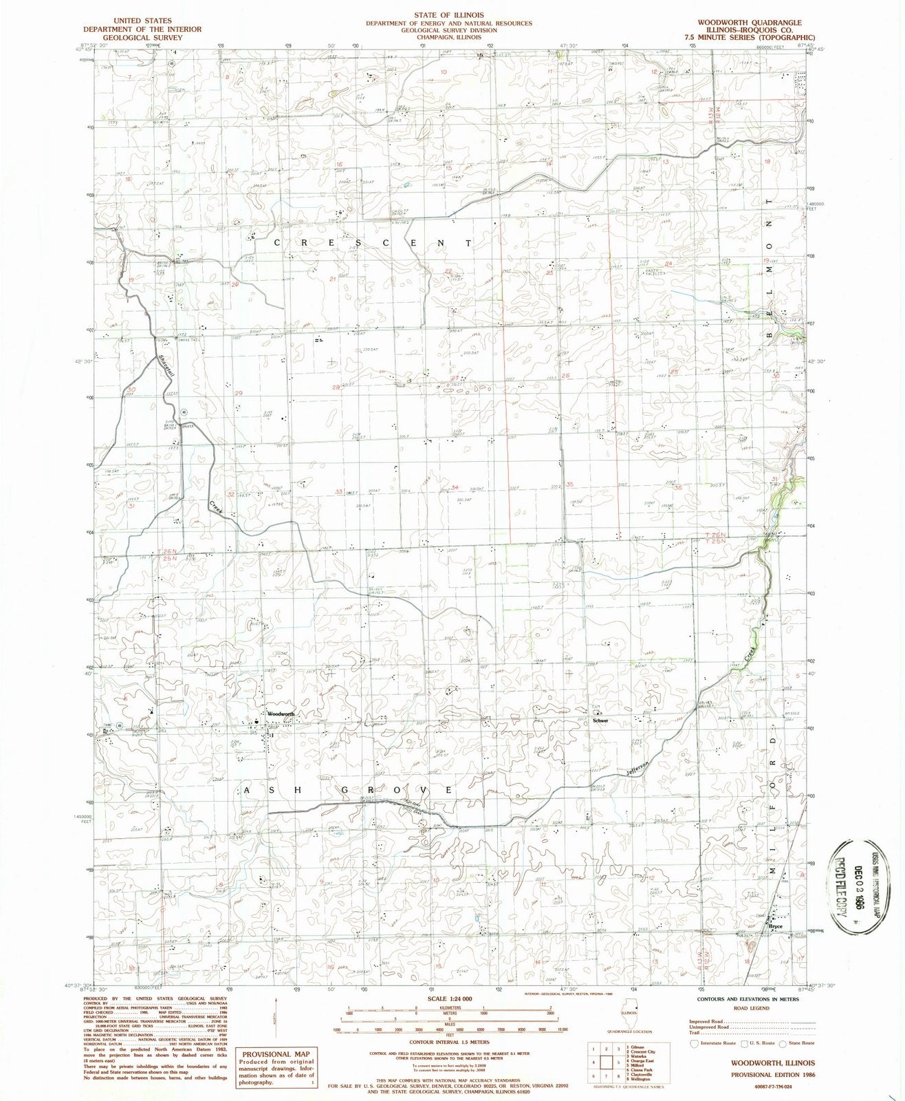 1986 Woodworth, IL - Illinois - USGS Topographic Map