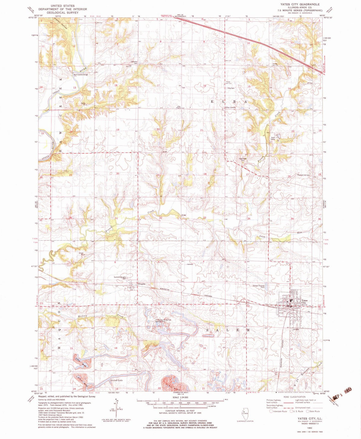 1982 Yates City, IL - Illinois - USGS Topographic Map