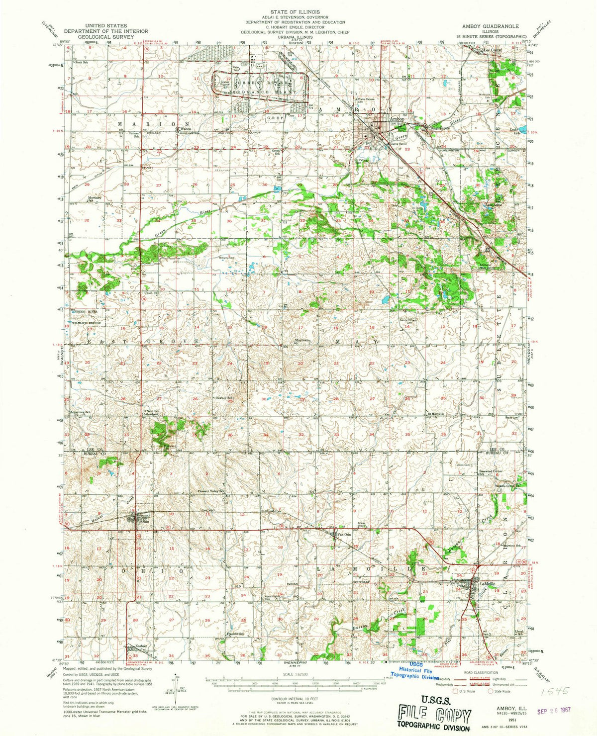 1951 Amboy, IL - Illinois - USGS Topographic Map