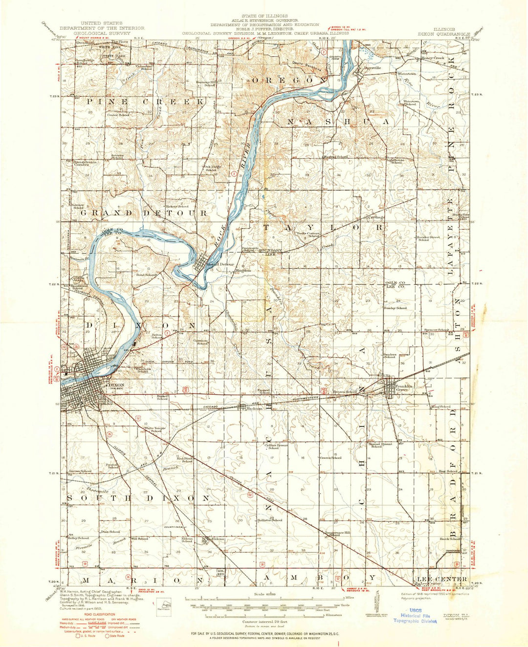 1918 Dixon, IL - Illinois - USGS Topographic Map