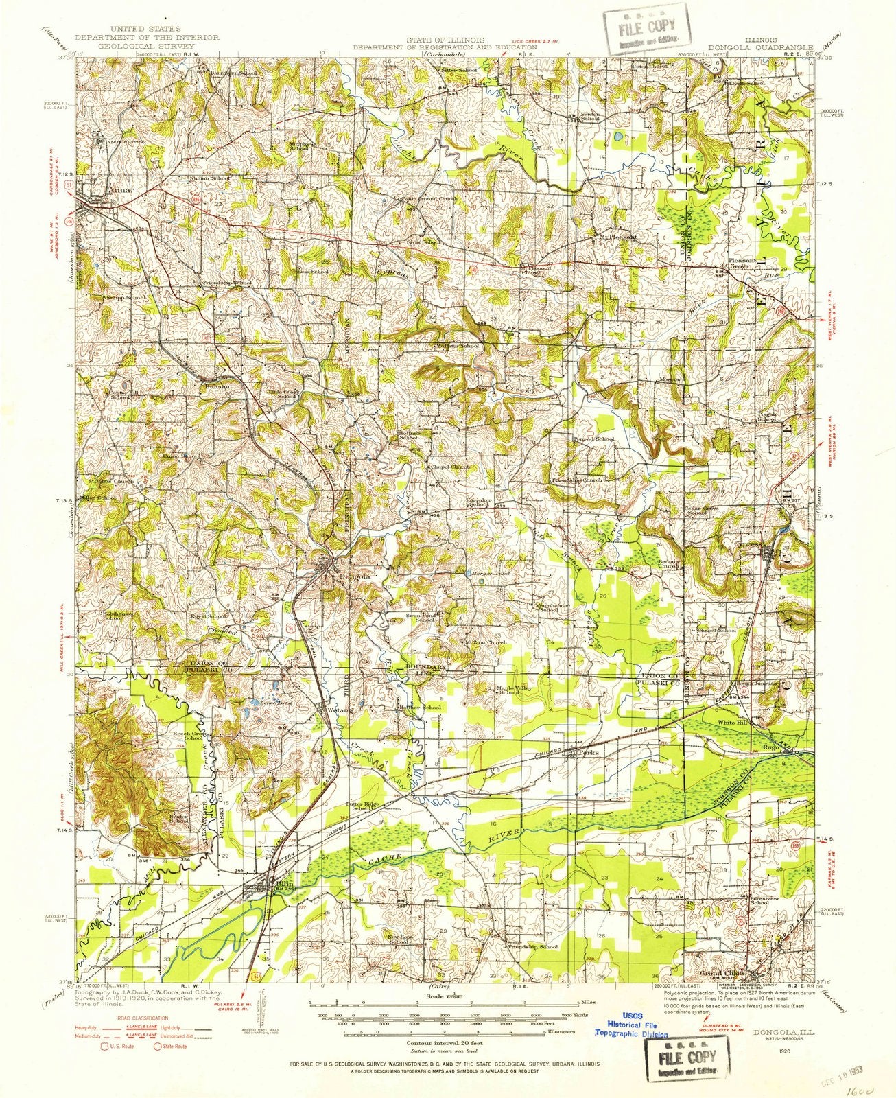 1920 Dongola, IL - Illinois - USGS Topographic Map