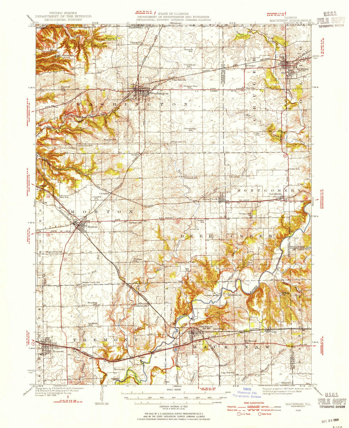 1928 Mackinaw, IL - Illinois - USGS Topographic Map