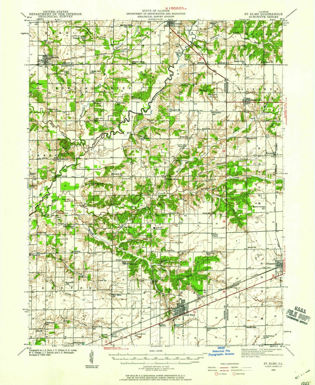 1941 St. Elmo, IL - Illinois - USGS Topographic Map