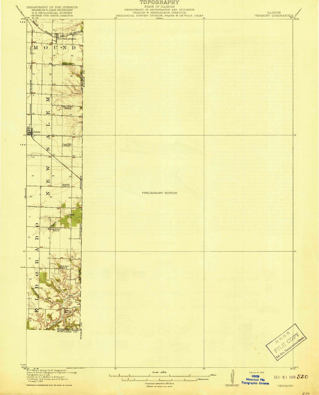 1918 Vermont, IL - Illinois - USGS Topographic Map