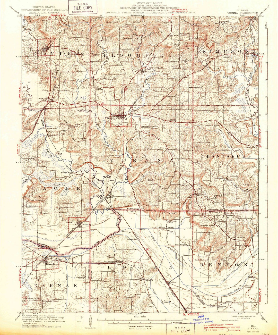 1918 Vienna, IL - Illinois - USGS Topographic Map