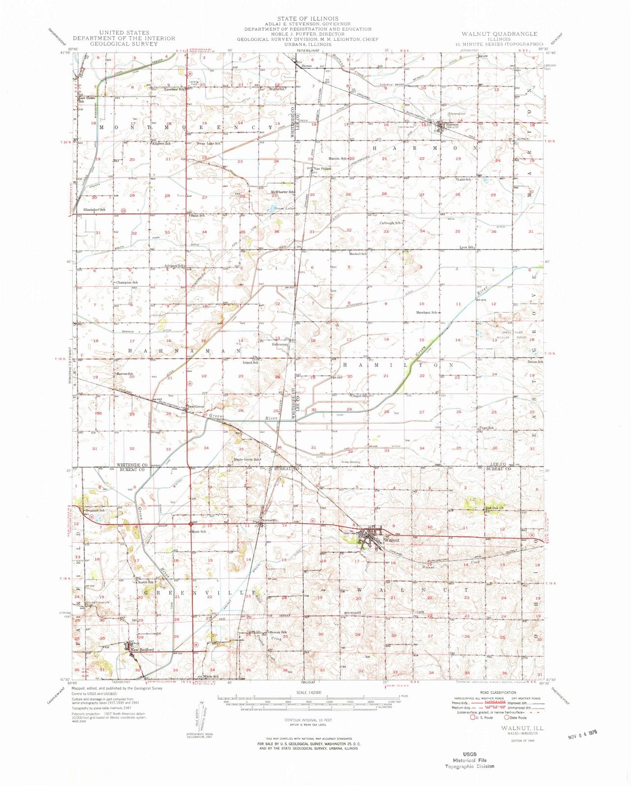 1949 Walnut, IL - Illinois - USGS Topographic Map