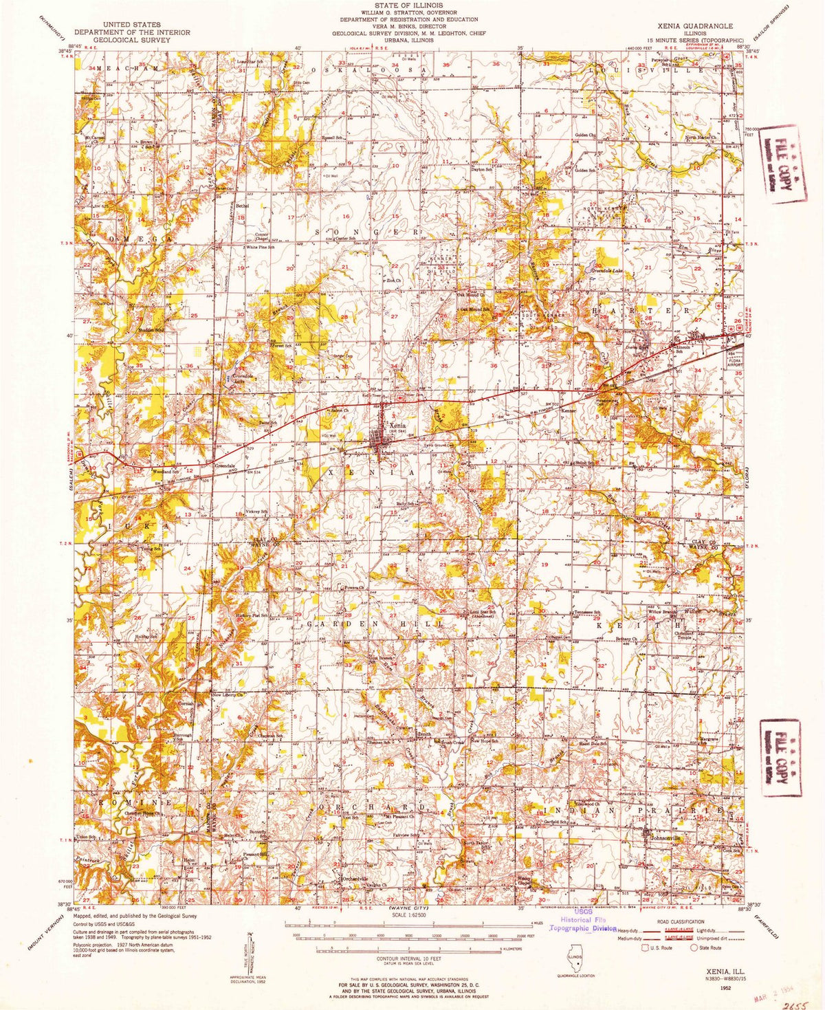 1952 Xenia, IL - Illinois - USGS Topographic Map