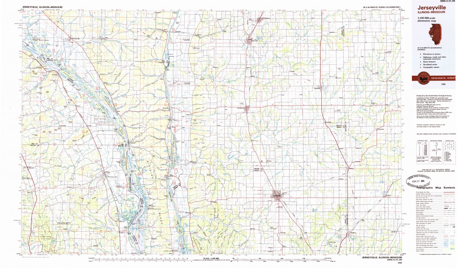 1985 Jerseyville, IL - Illinois - USGS Topographic Map