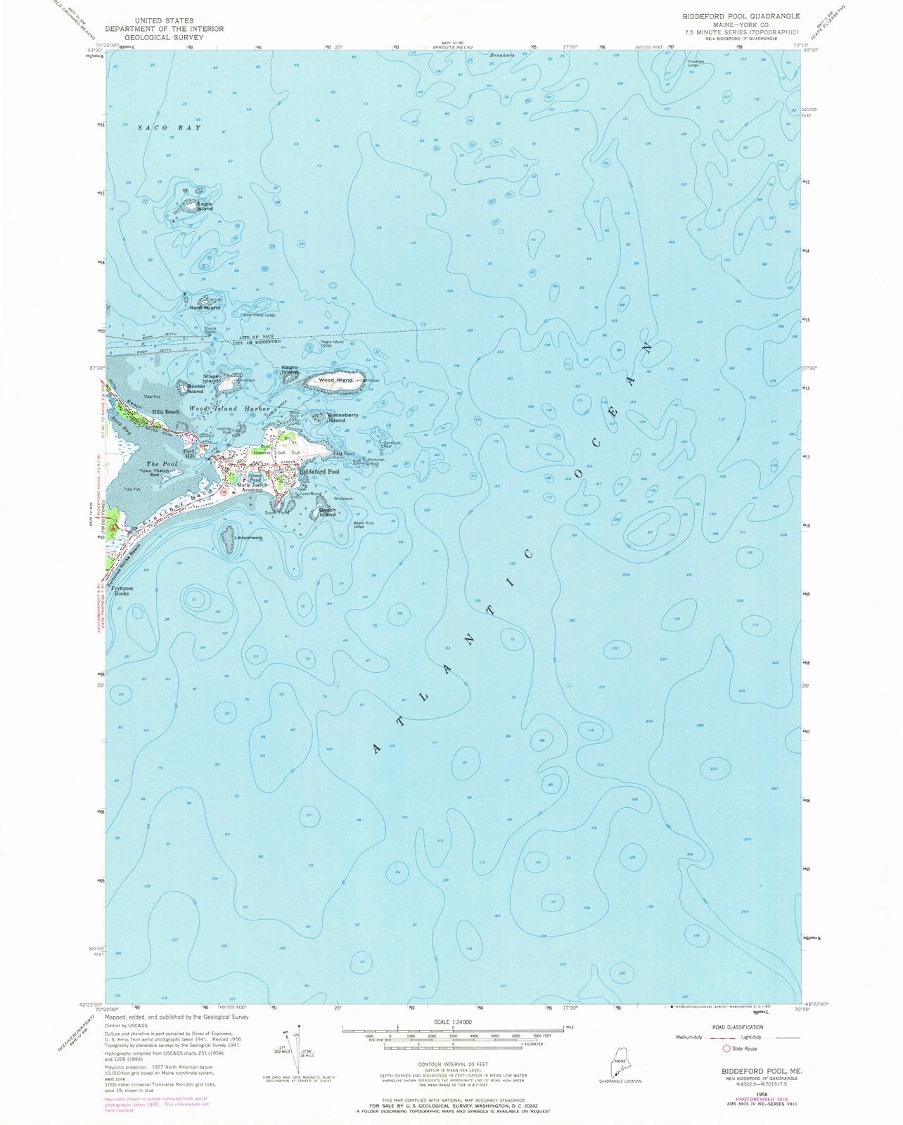 1956 Biddeford Pool, ME - Maine - USGS Topographic Map