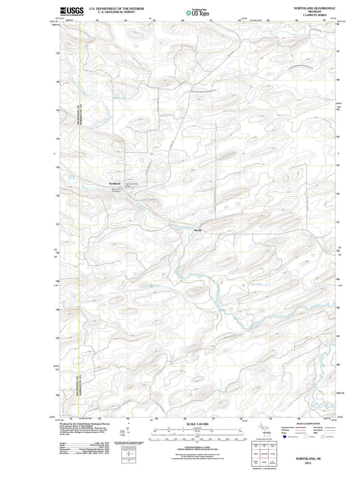 2011 Northland, MI - Michigan - USGS Topographic Map