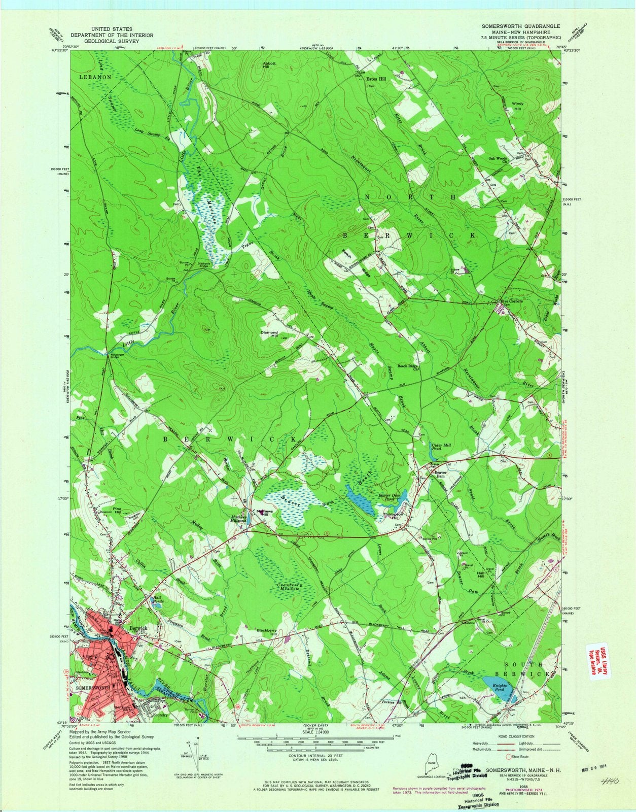 1958 Somersworth, NH - New Hampshire - USGS Topographic Map