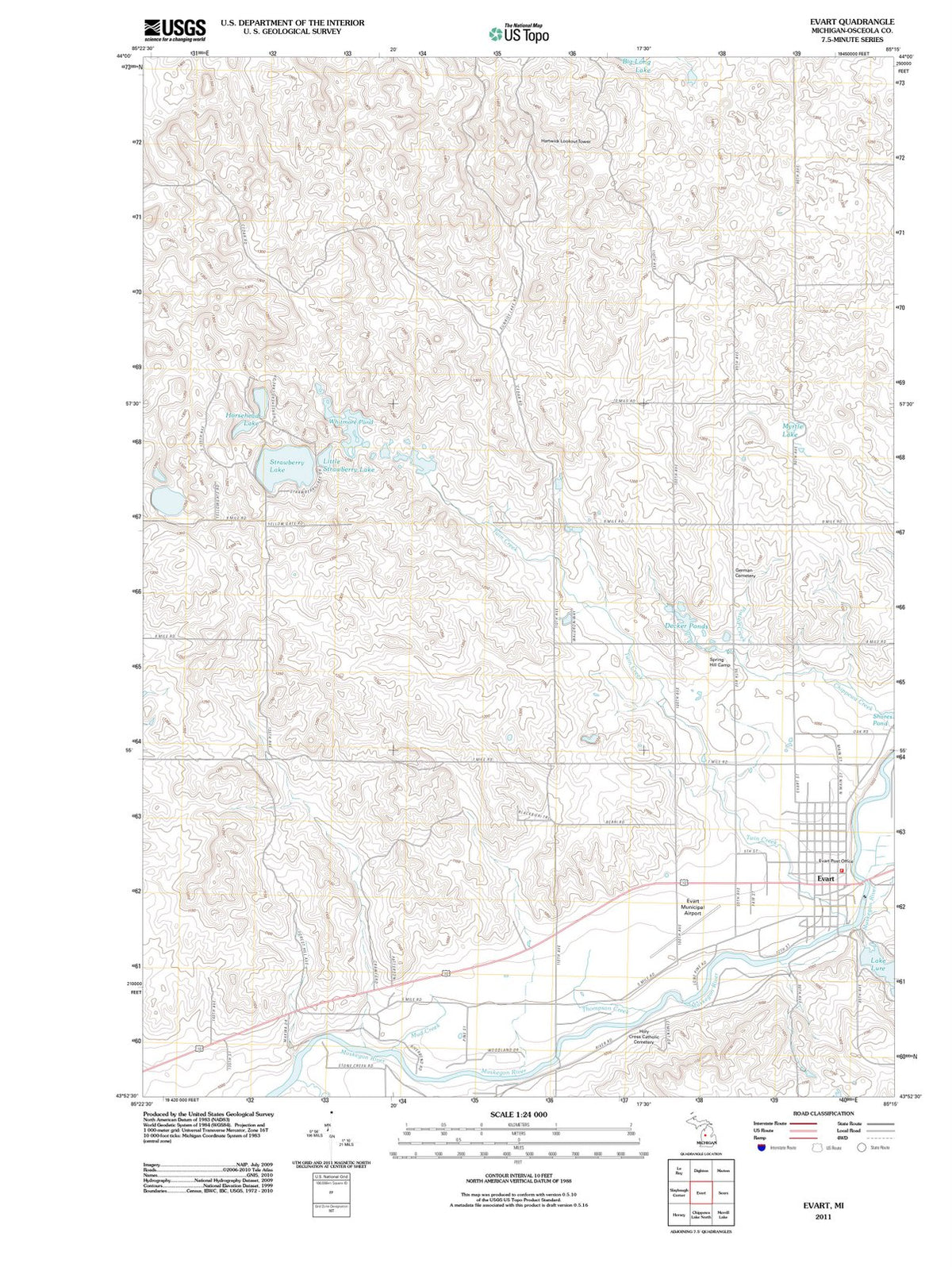 2011 Evart, MI - Michigan - USGS Topographic Map
