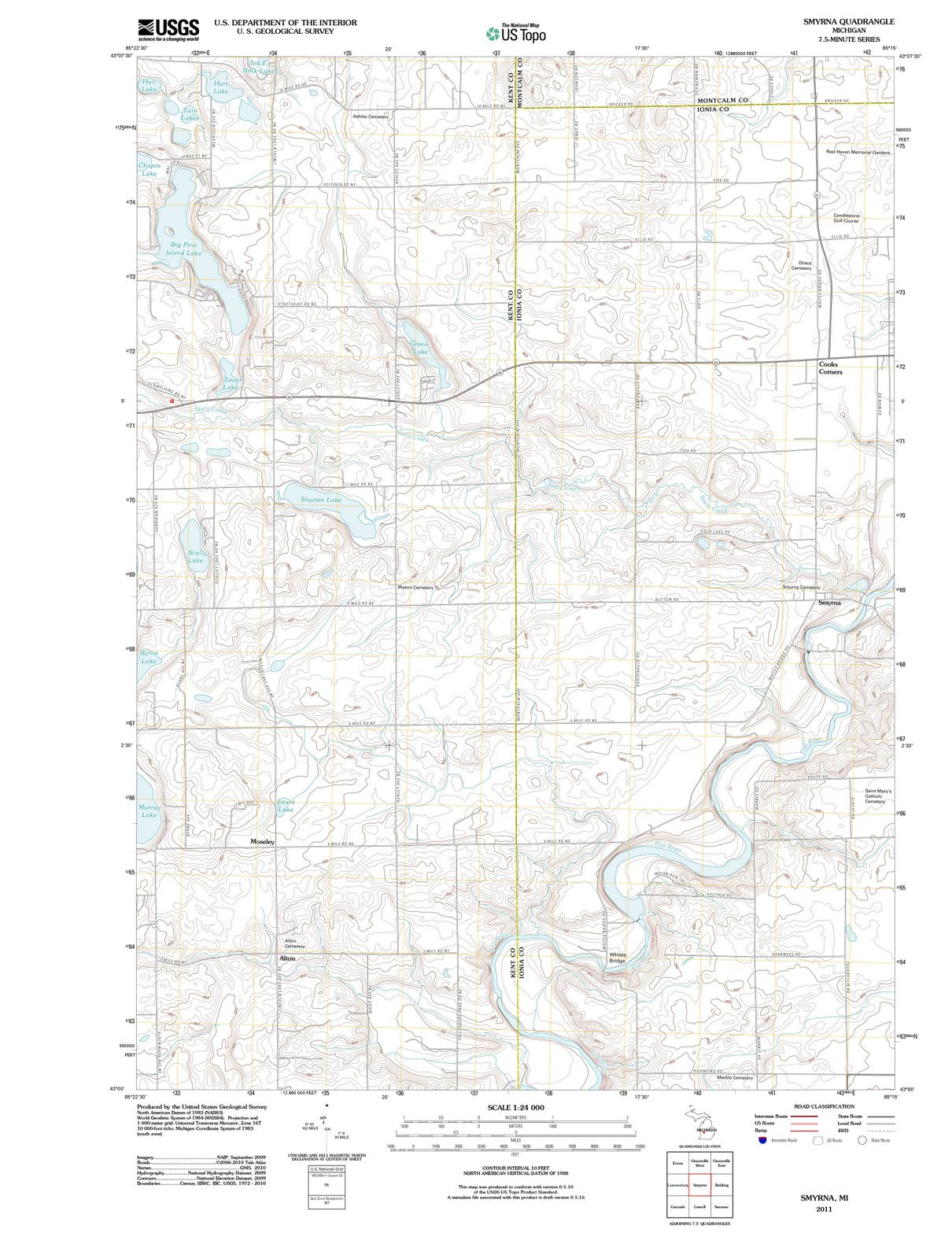 2011 Smyrna, MI - Michigan - USGS Topographic Map
