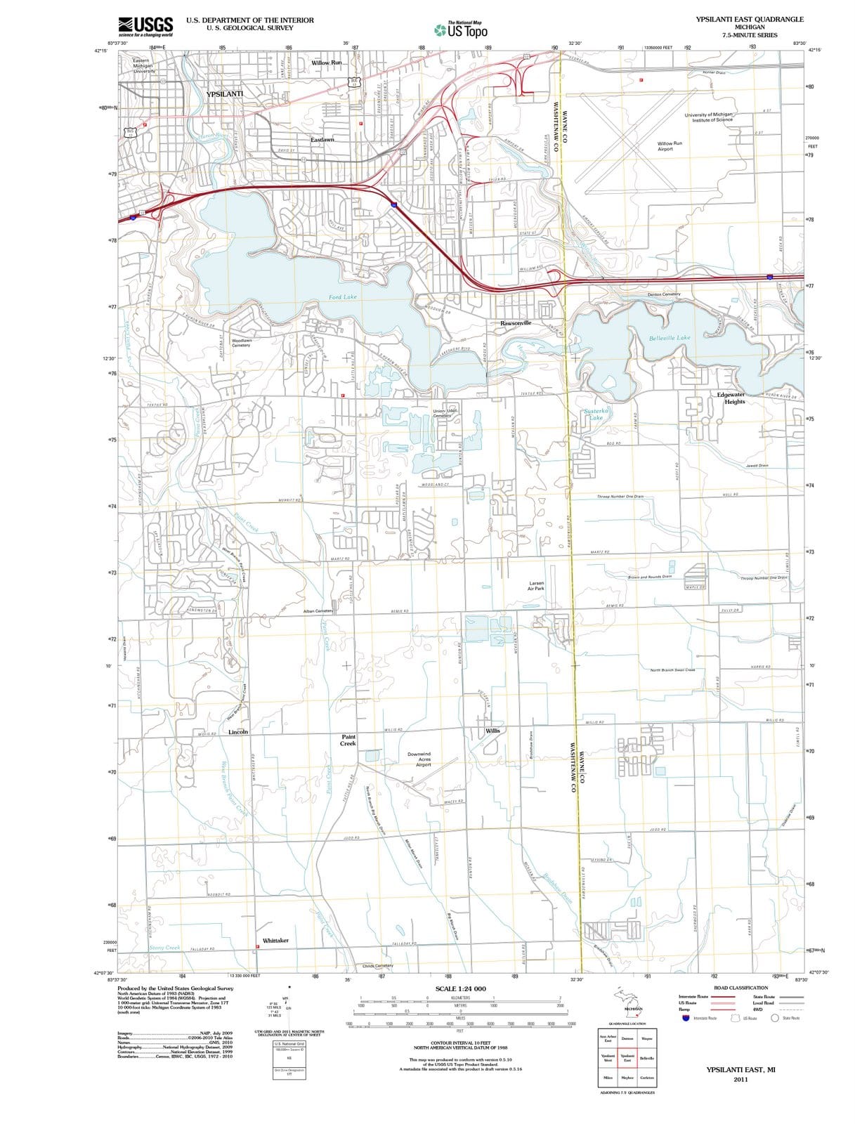 2011 Ypsilanti East, MI - Michigan - USGS Topographic Map