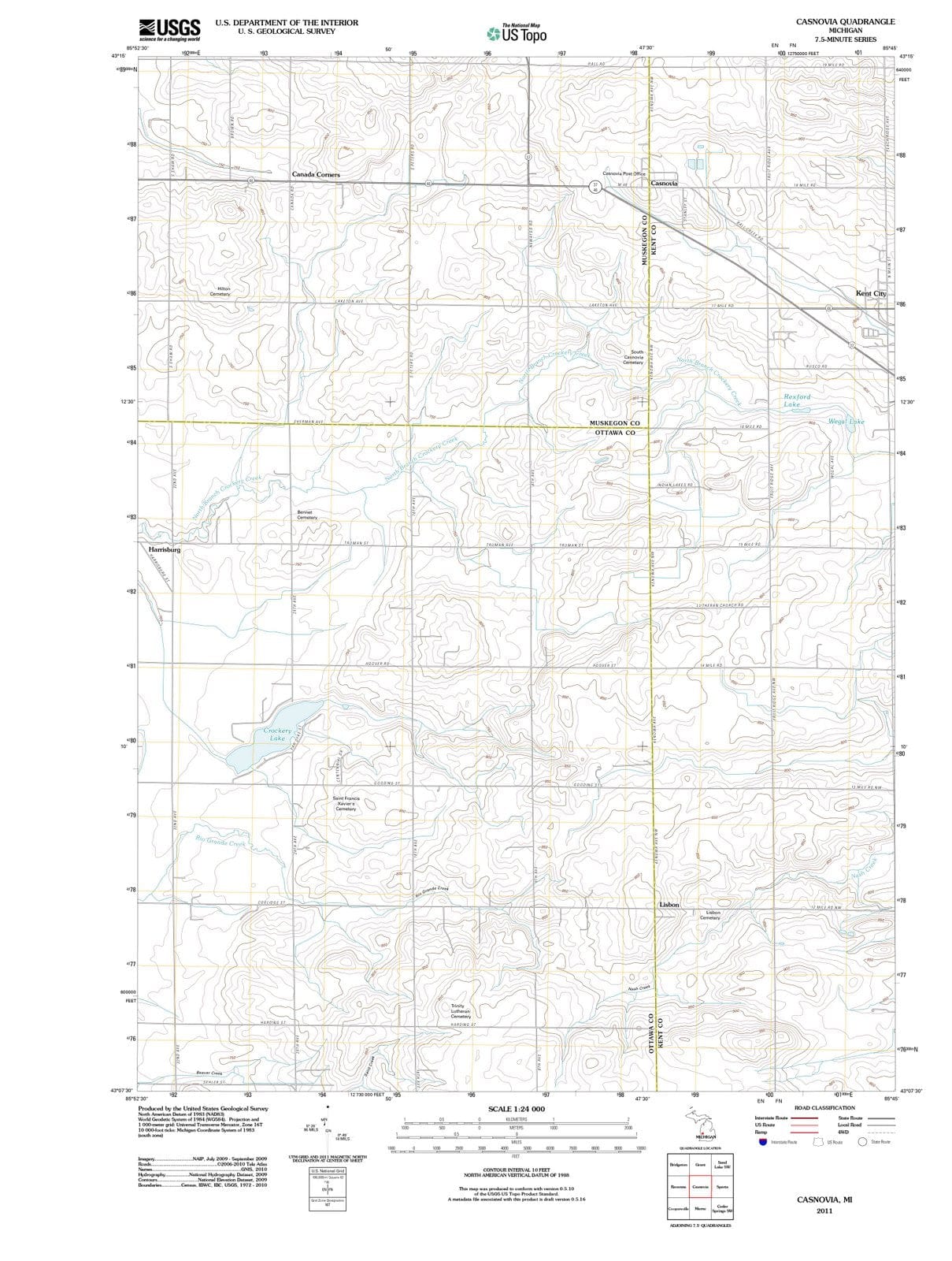 2011 Casnovia, MI - Michigan - USGS Topographic Map