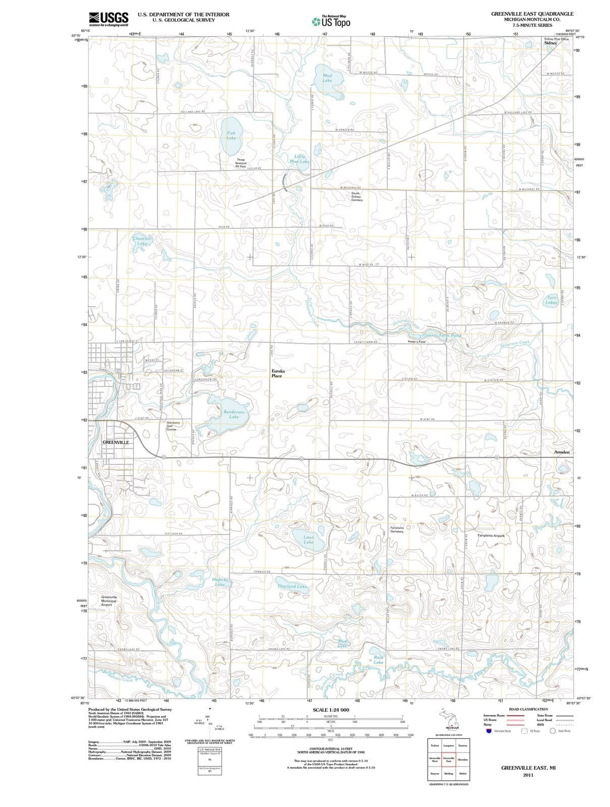 2011 Greenville East, MI - Michigan - USGS Topographic Map