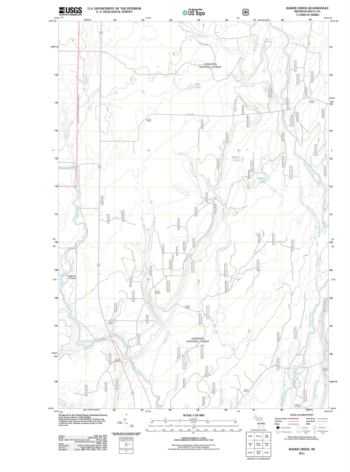 2011 Baker Creek, MI - Michigan - USGS Topographic Map