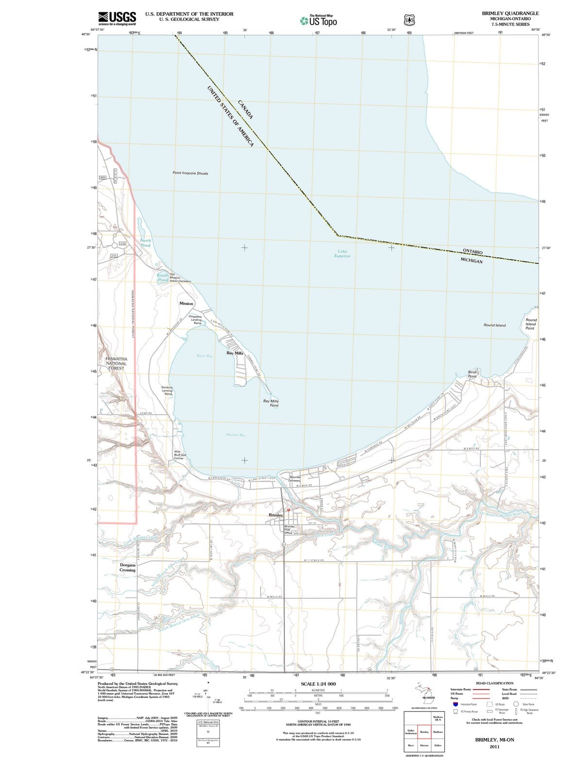 2011 Brimley, MI - Michigan - USGS Topographic Map