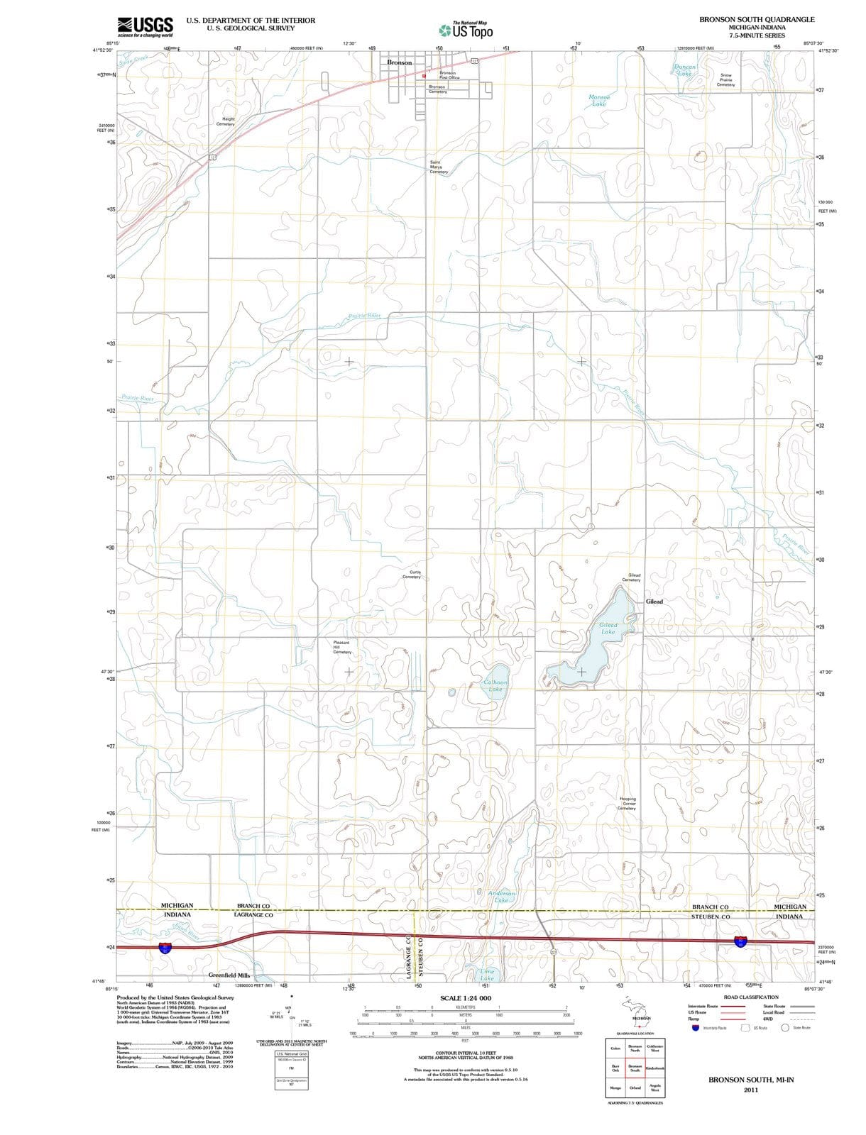 2011 Bronson South, MI - Michigan - USGS Topographic Map