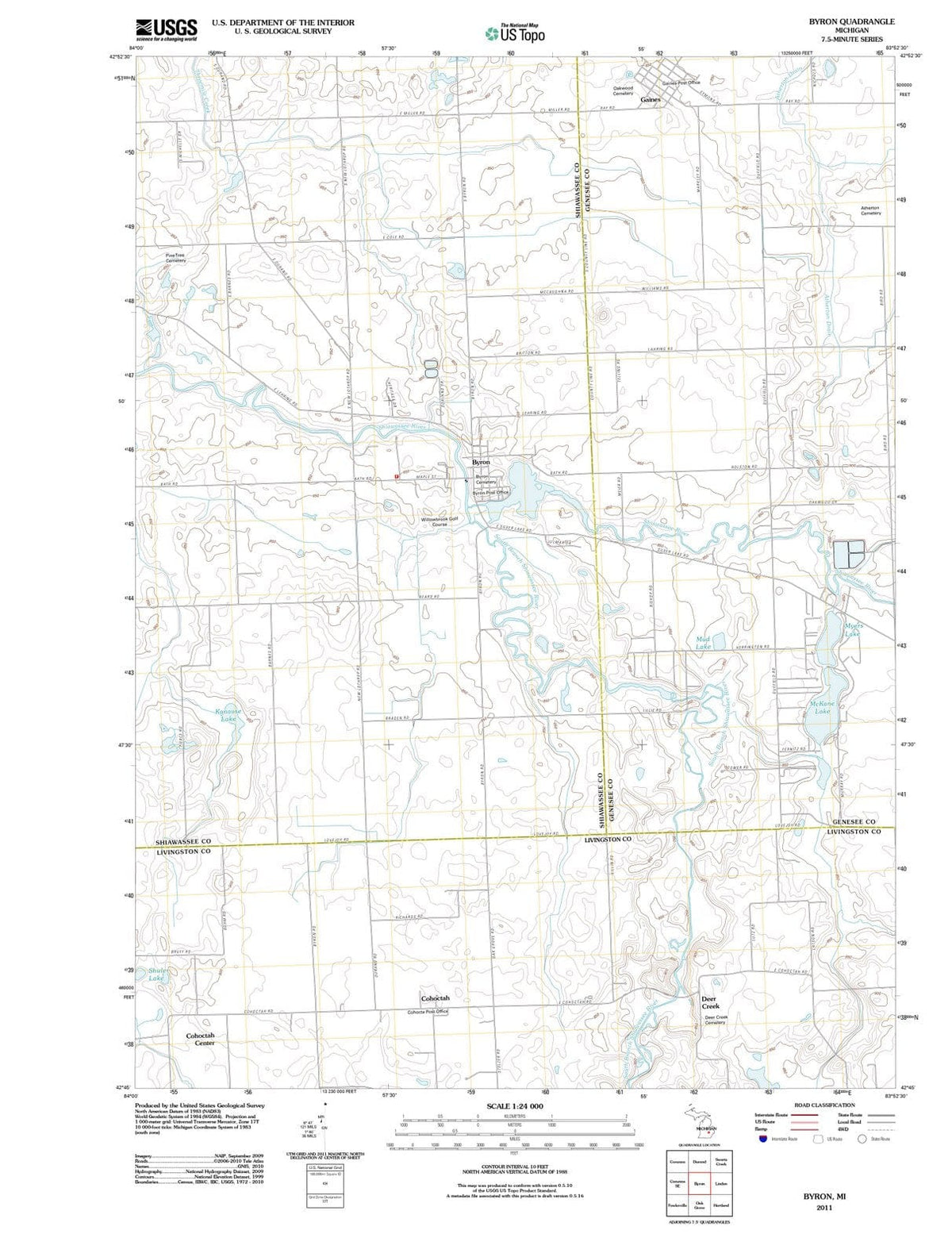 2011 Byron, MI - Michigan - USGS Topographic Map