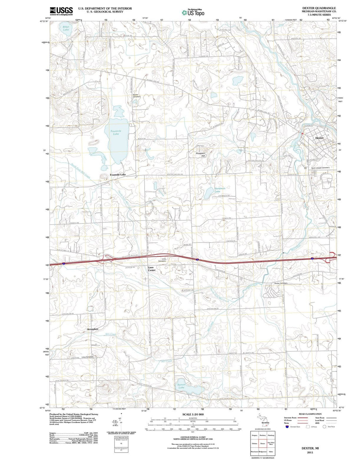 2011 Dexter, MI - Michigan - USGS Topographic Map