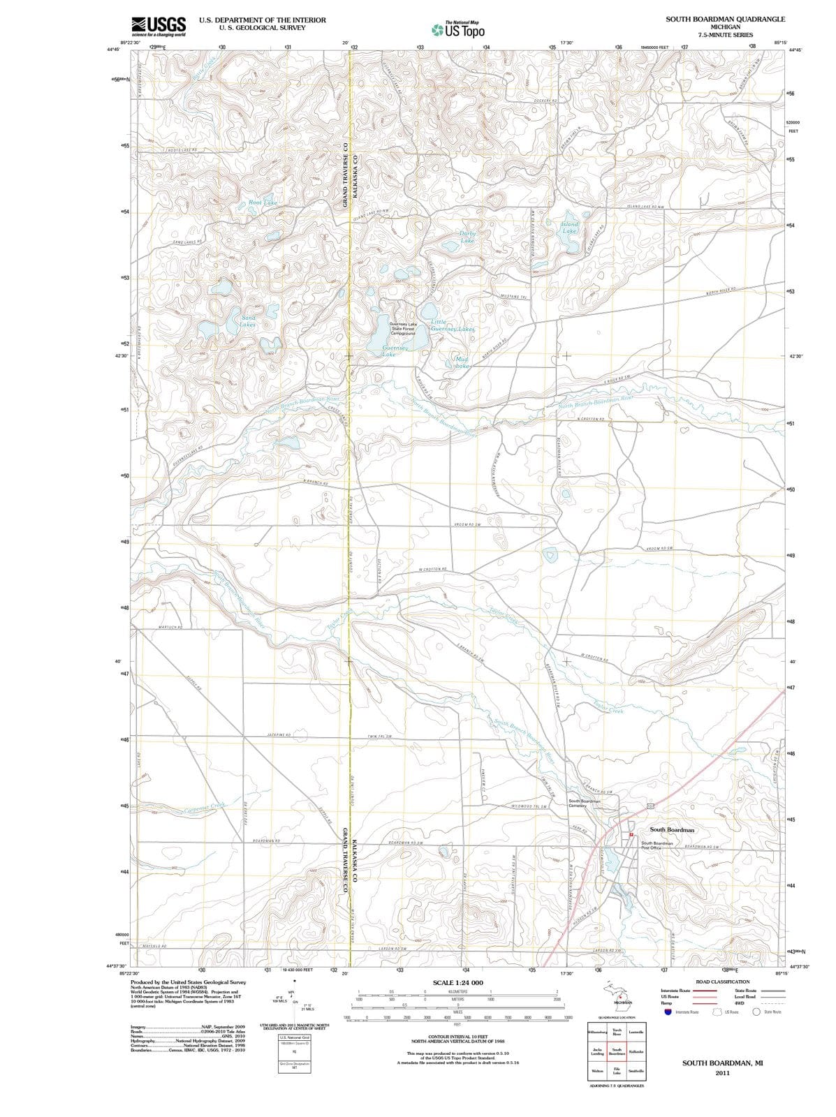 2011 South Boardman, MI - Michigan - USGS Topographic Map