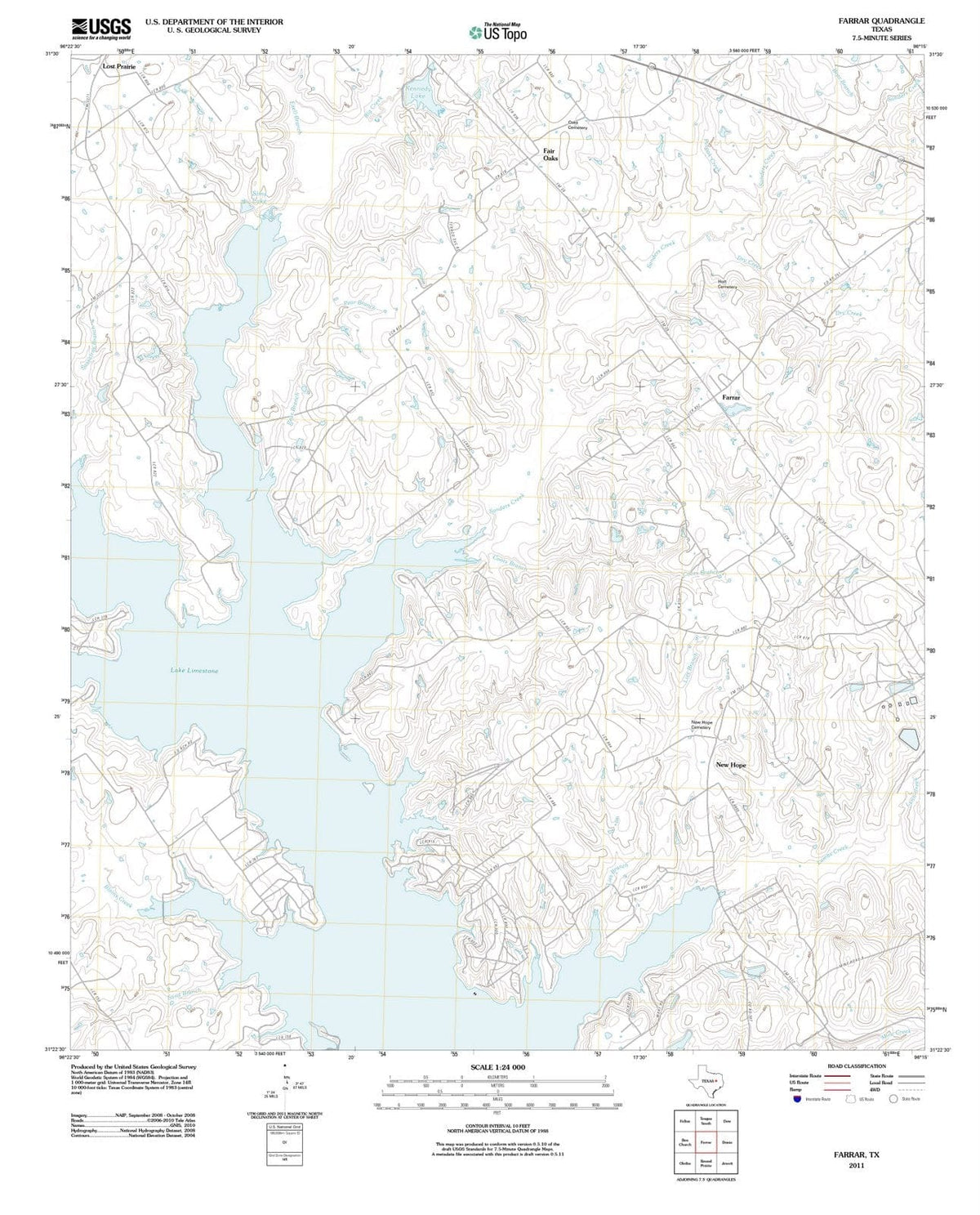 2011 Farrar, TX - Texas - USGS Topographic Map