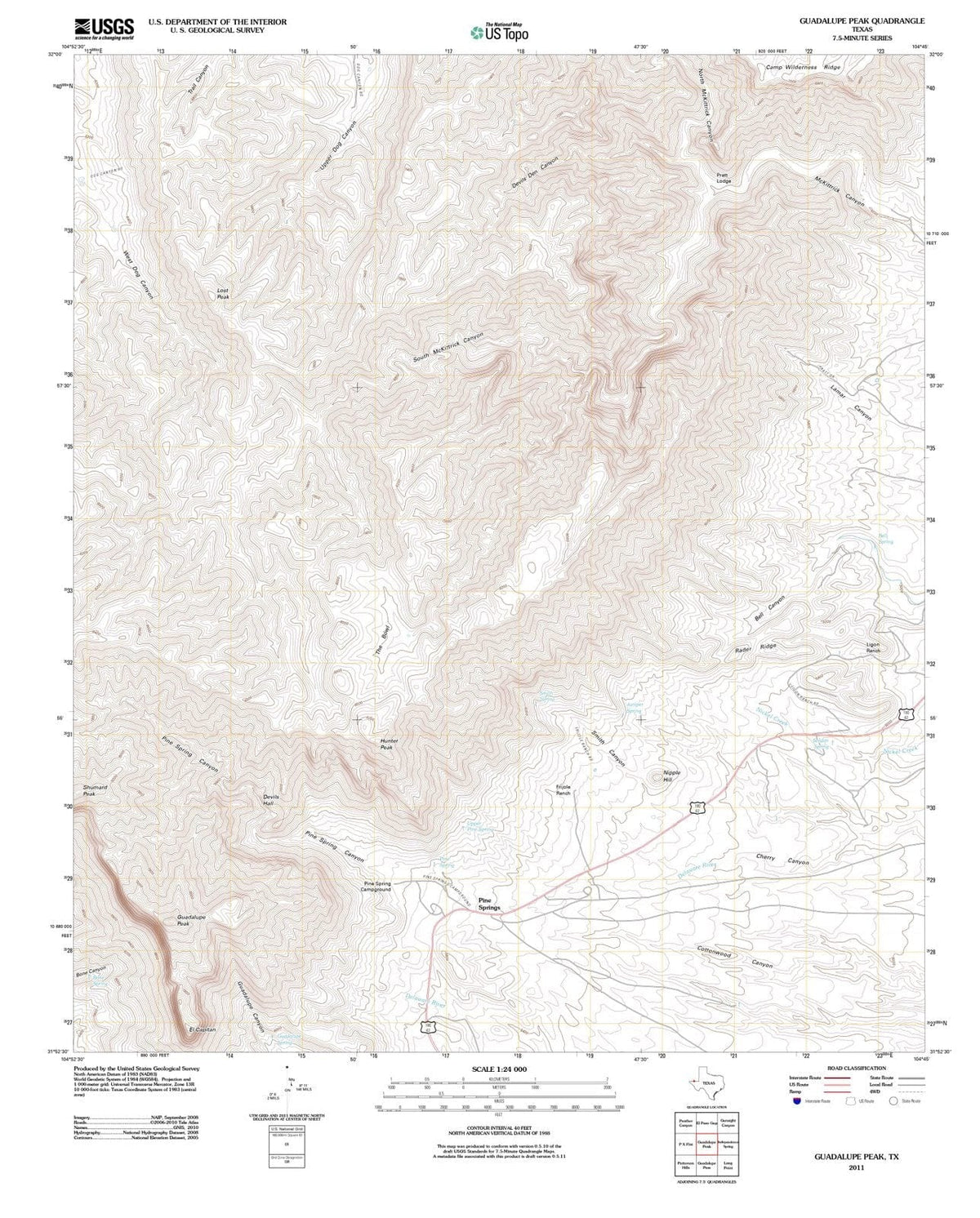 2011 Guadalupe Peak, TX - Texas - USGS Topographic Map