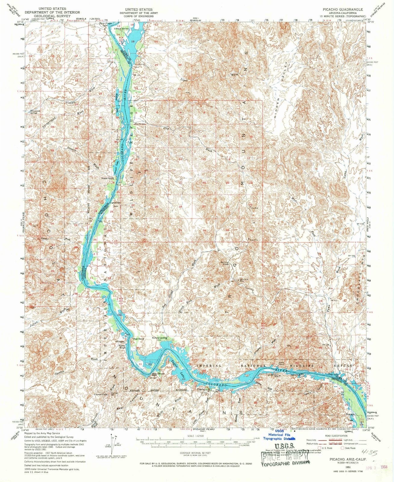 1951 Picacho, CA - California - USGS Topographic Map