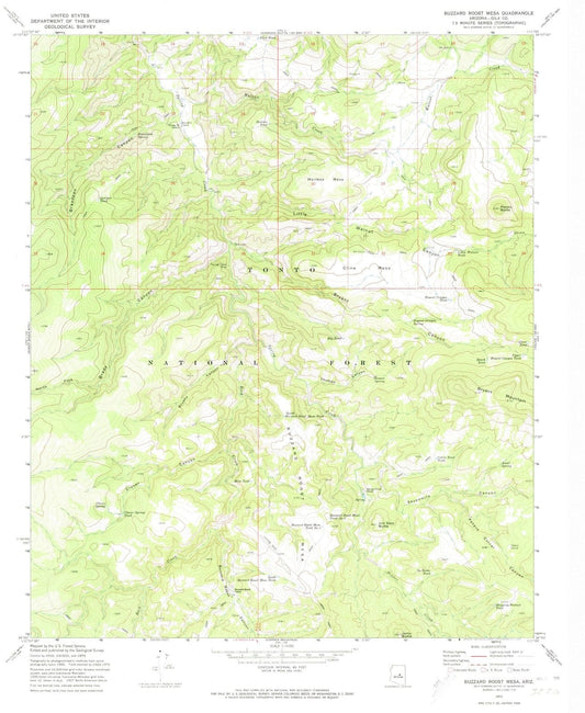 1972 Buzzard Roost Mesa, AZ - Arizona - USGS Topographic Map