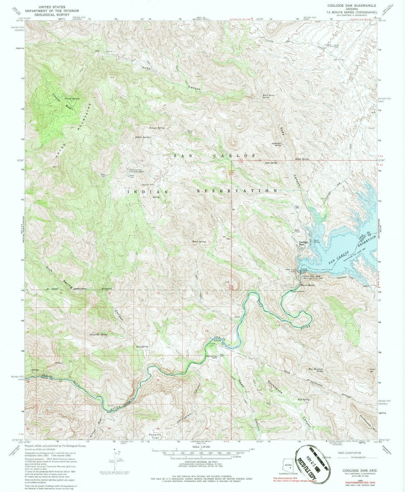 1968 Coolidge, AZ - Arizona - USGS Topographic Map