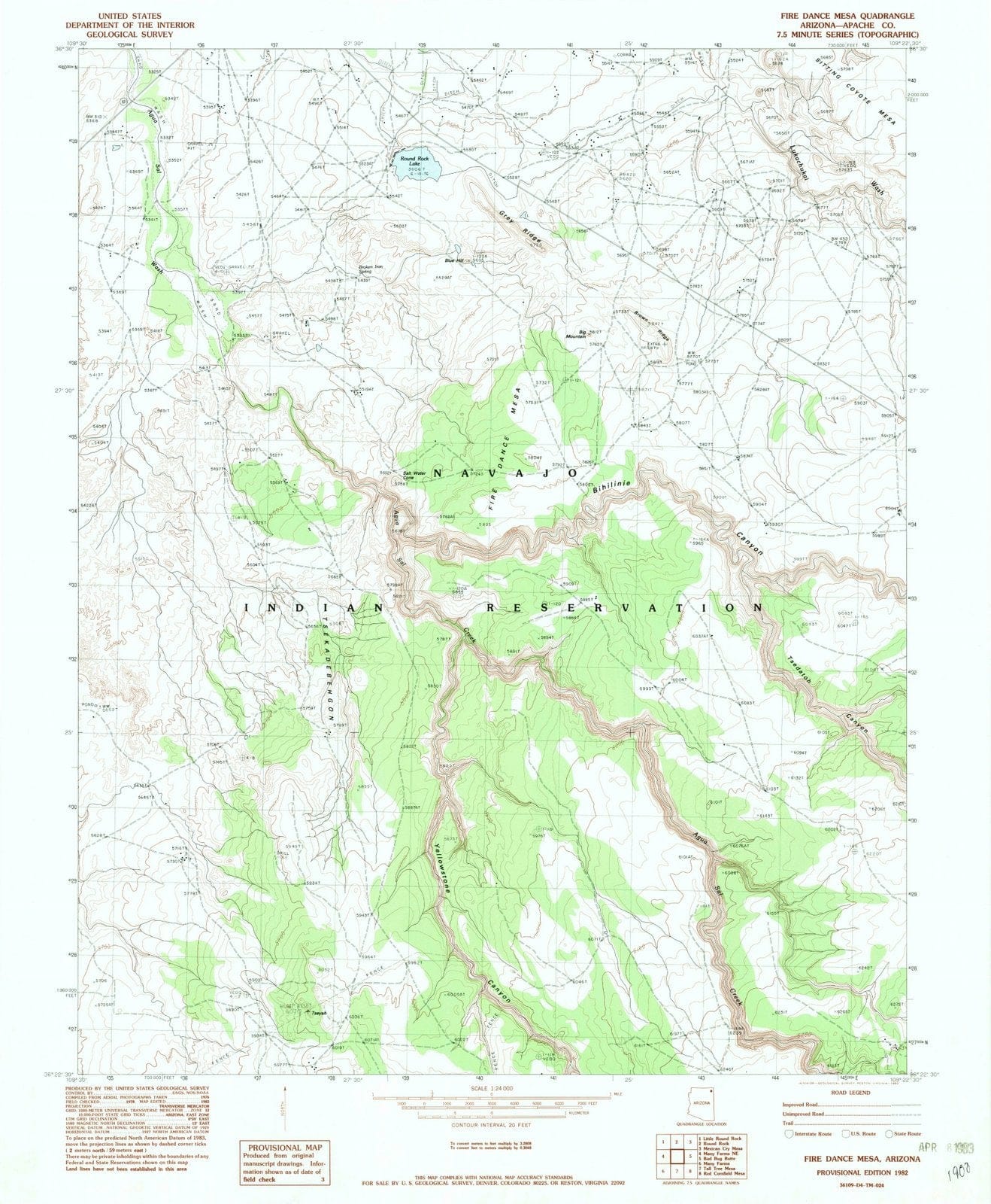 1982 Fireance Mesa, AZ - Arizona - USGS Topographic Map