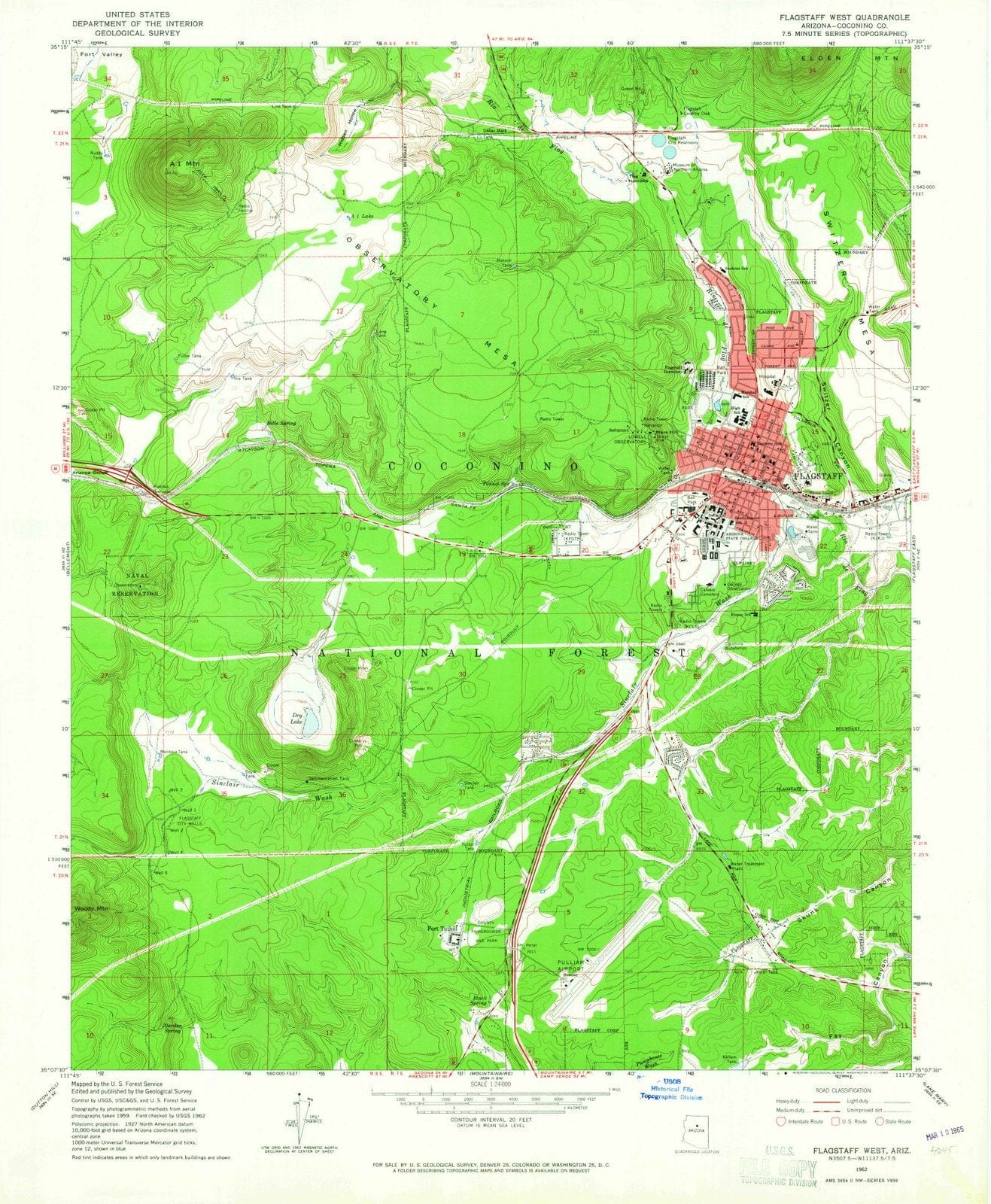 1962 Flagstaff West, AZ - Arizona - USGS Topographic Map