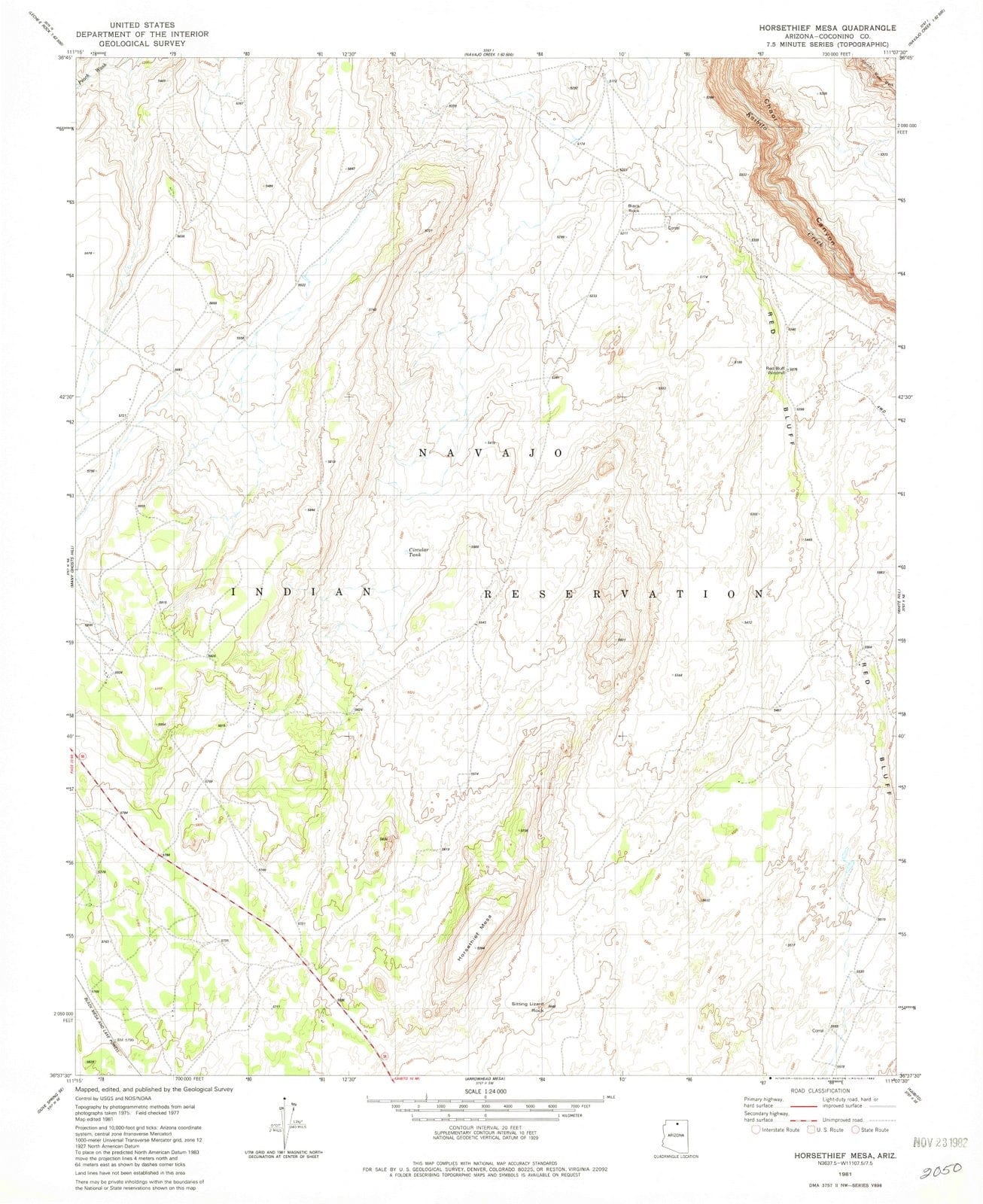 1981 Horsethief Mesa, AZ - Arizona - USGS Topographic Map