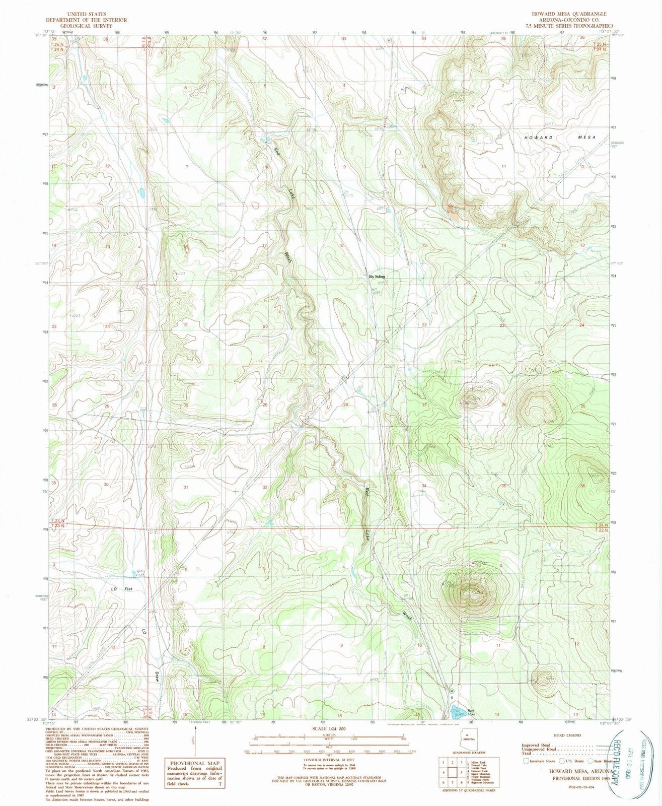 1989 Howard Mesa, AZ - Arizona - USGS Topographic Map
