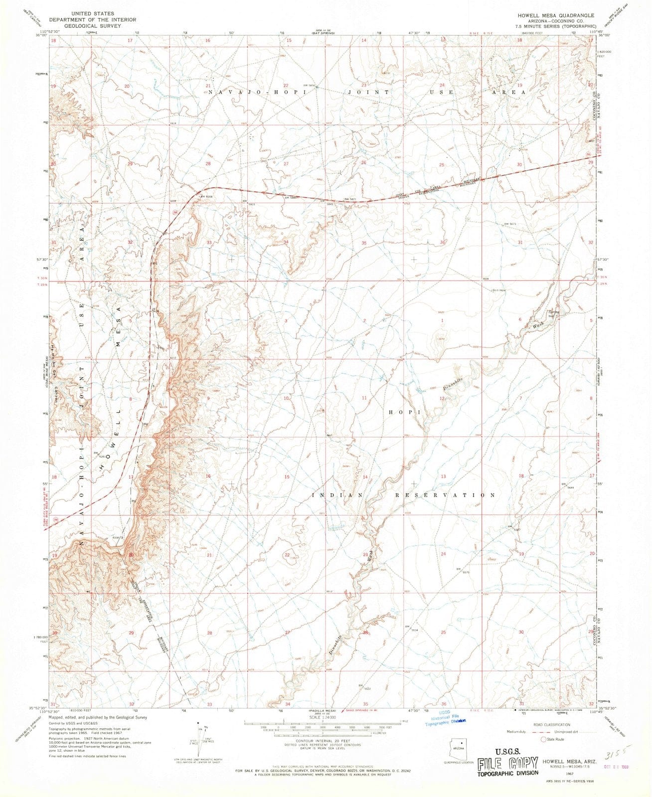 1967 Howell Mesa, AZ - Arizona - USGS Topographic Map