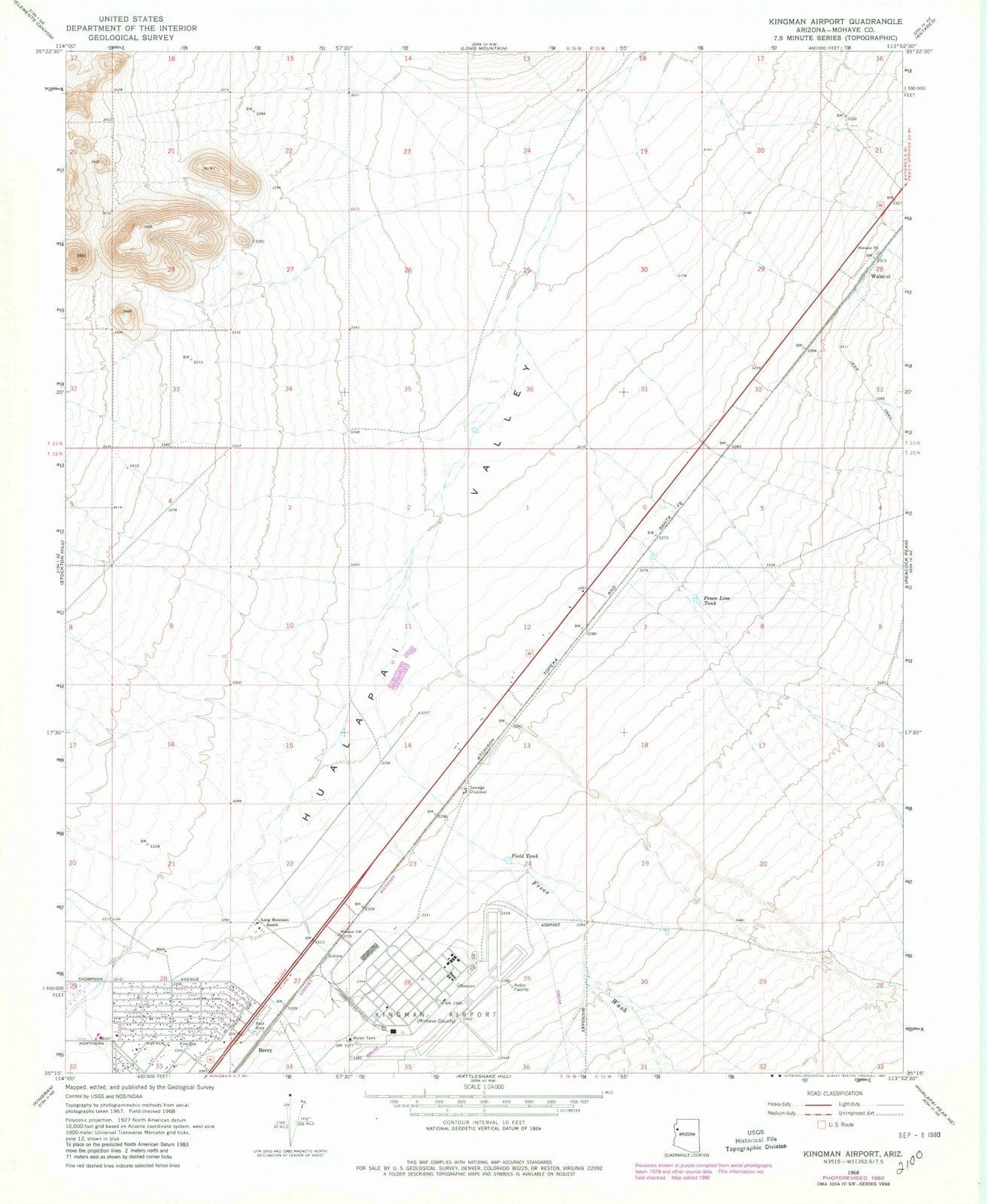 1968 Kingman Airport, AZ - Arizona - USGS Topographic Map