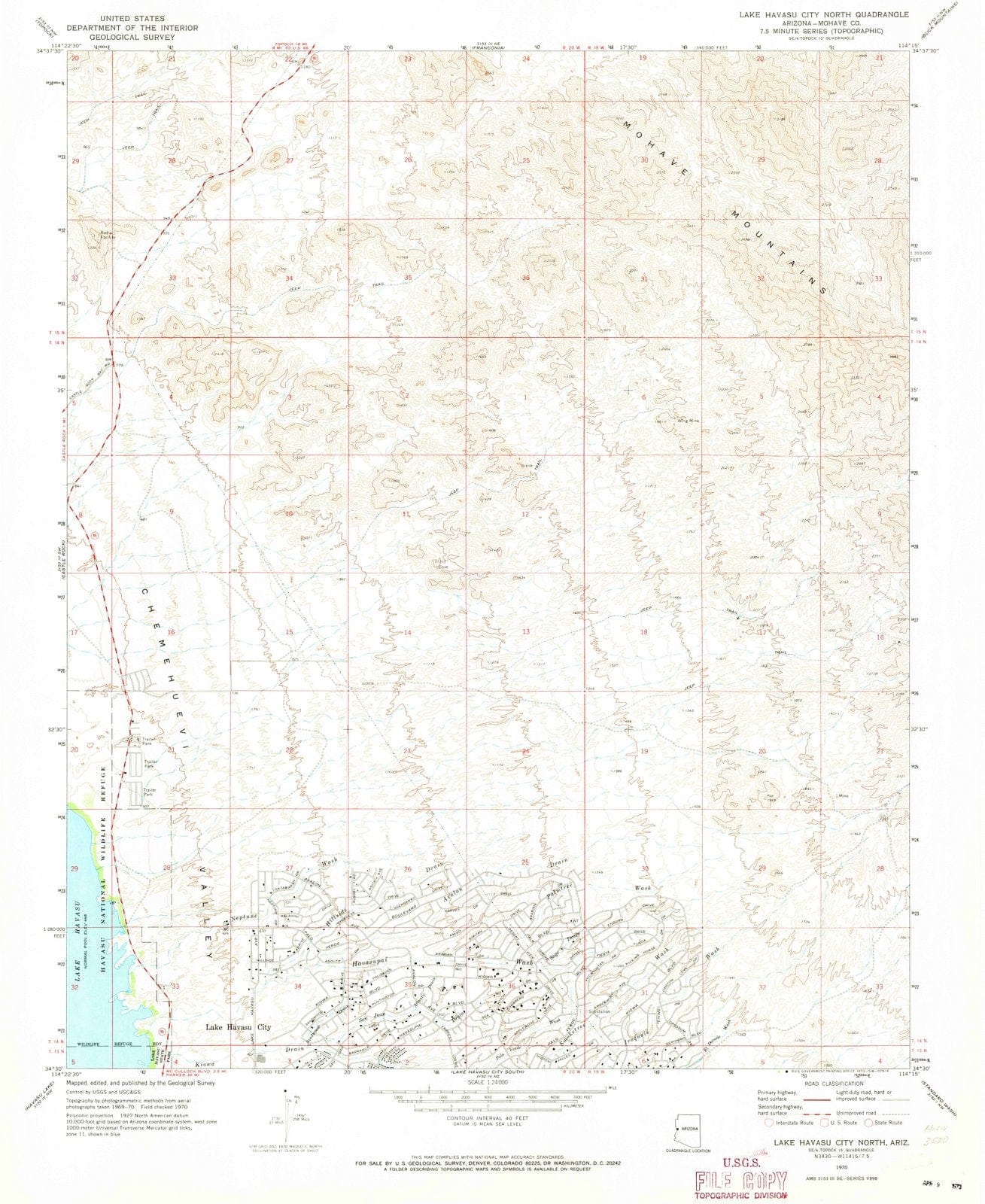 1970 Lake Havasu City North, AZ - Arizona - USGS Topographic Map