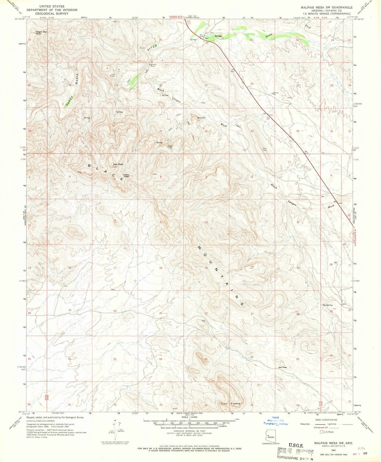 1967 Malpais Mesa, AZ - Arizona - USGS Topographic Map v2