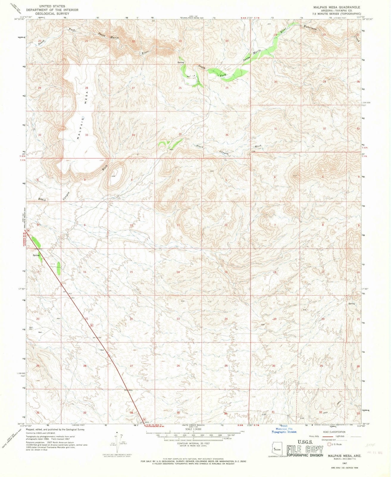 1967 Malpais Mesa, AZ - Arizona - USGS Topographic Map v3