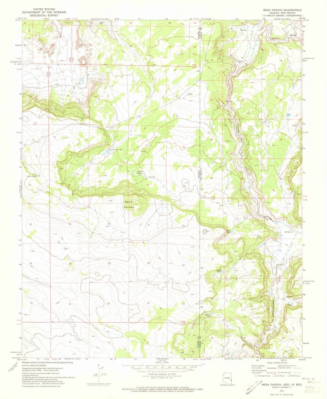1971 Mesa Parada, AZ - Arizona - USGS Topographic Map v2