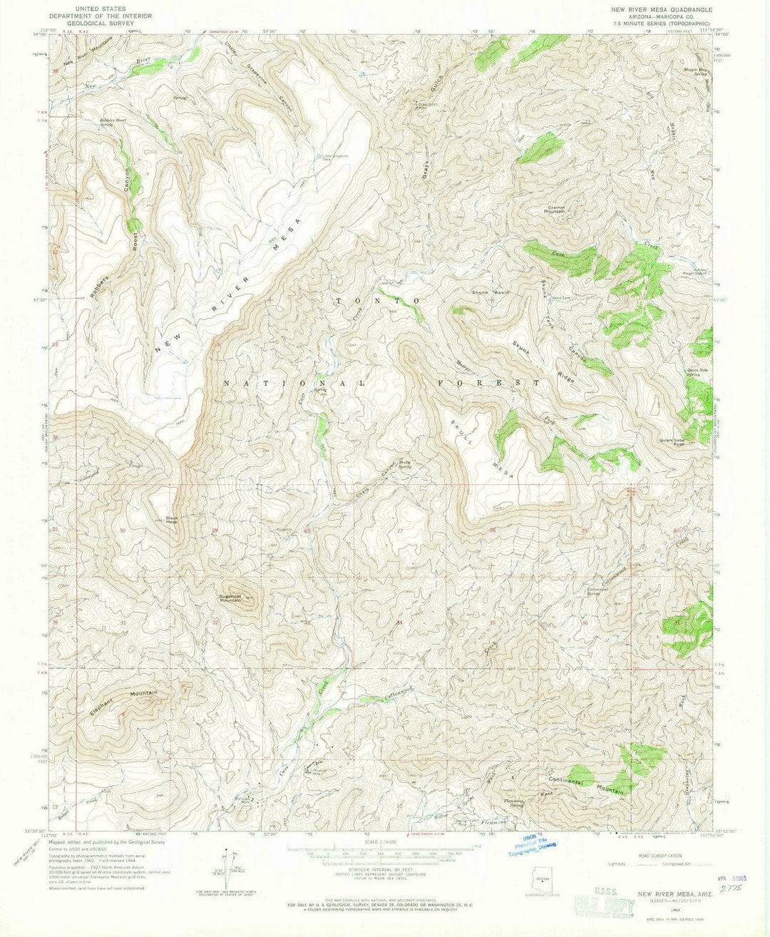 1964 New River Mesa, AZ - Arizona - USGS Topographic Map