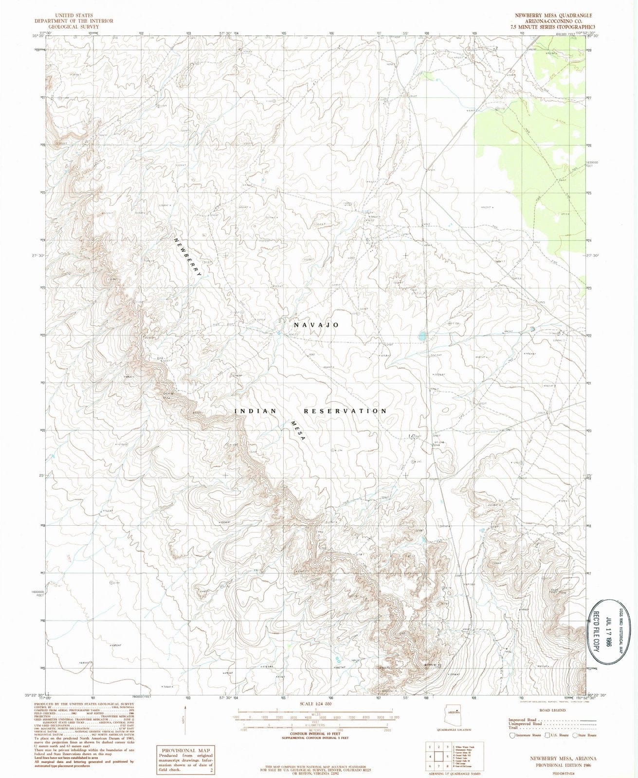1986 Newberry Mesa, AZ - Arizona - USGS Topographic Map