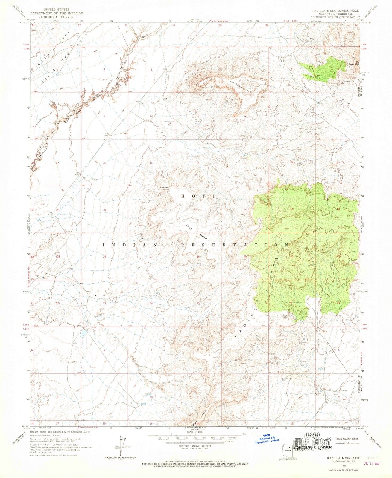 1967 Padilla Mesa, AZ - Arizona - USGS Topographic Map