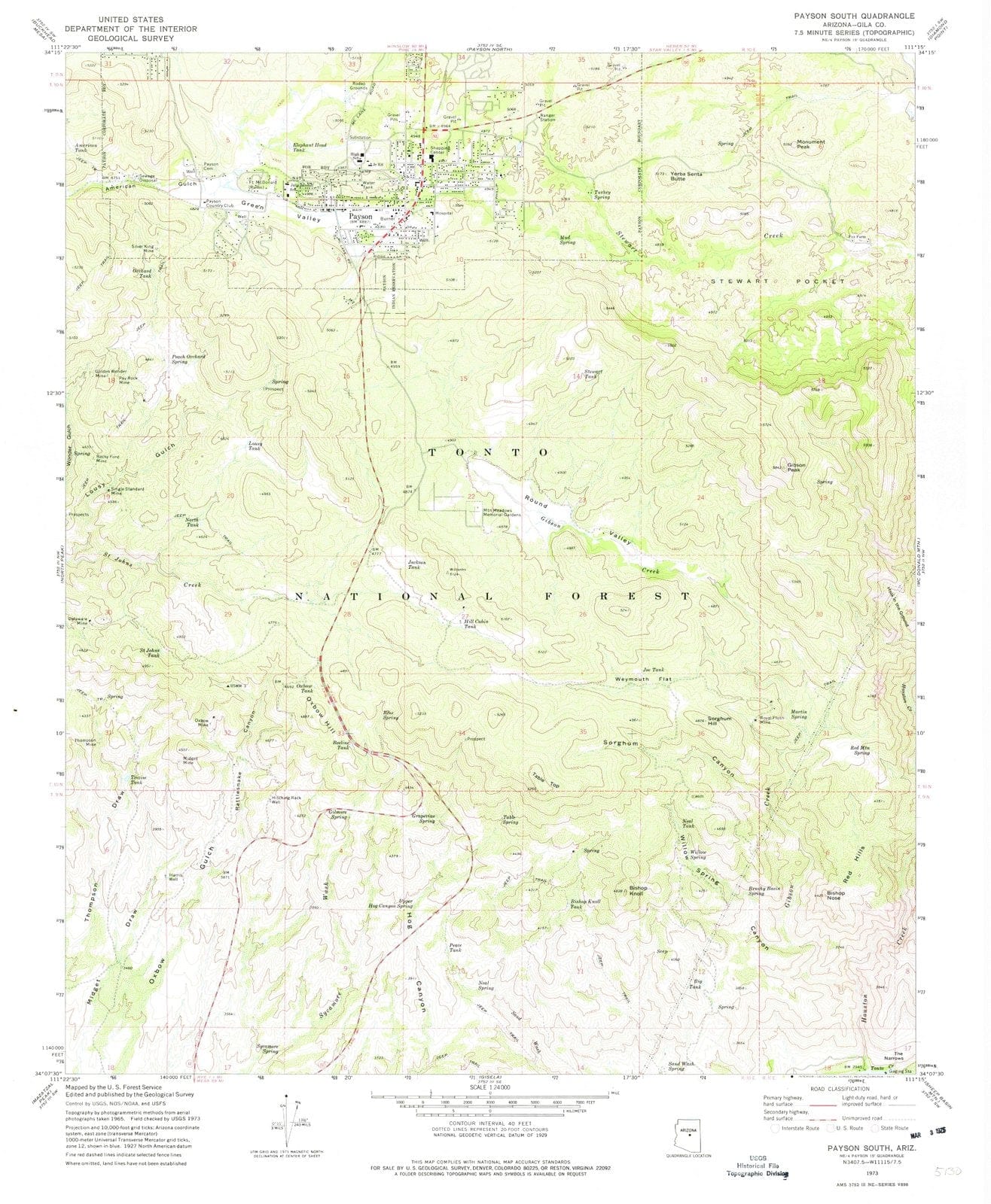 1973 Payson, AZ - Arizona - USGS Topographic Map v2