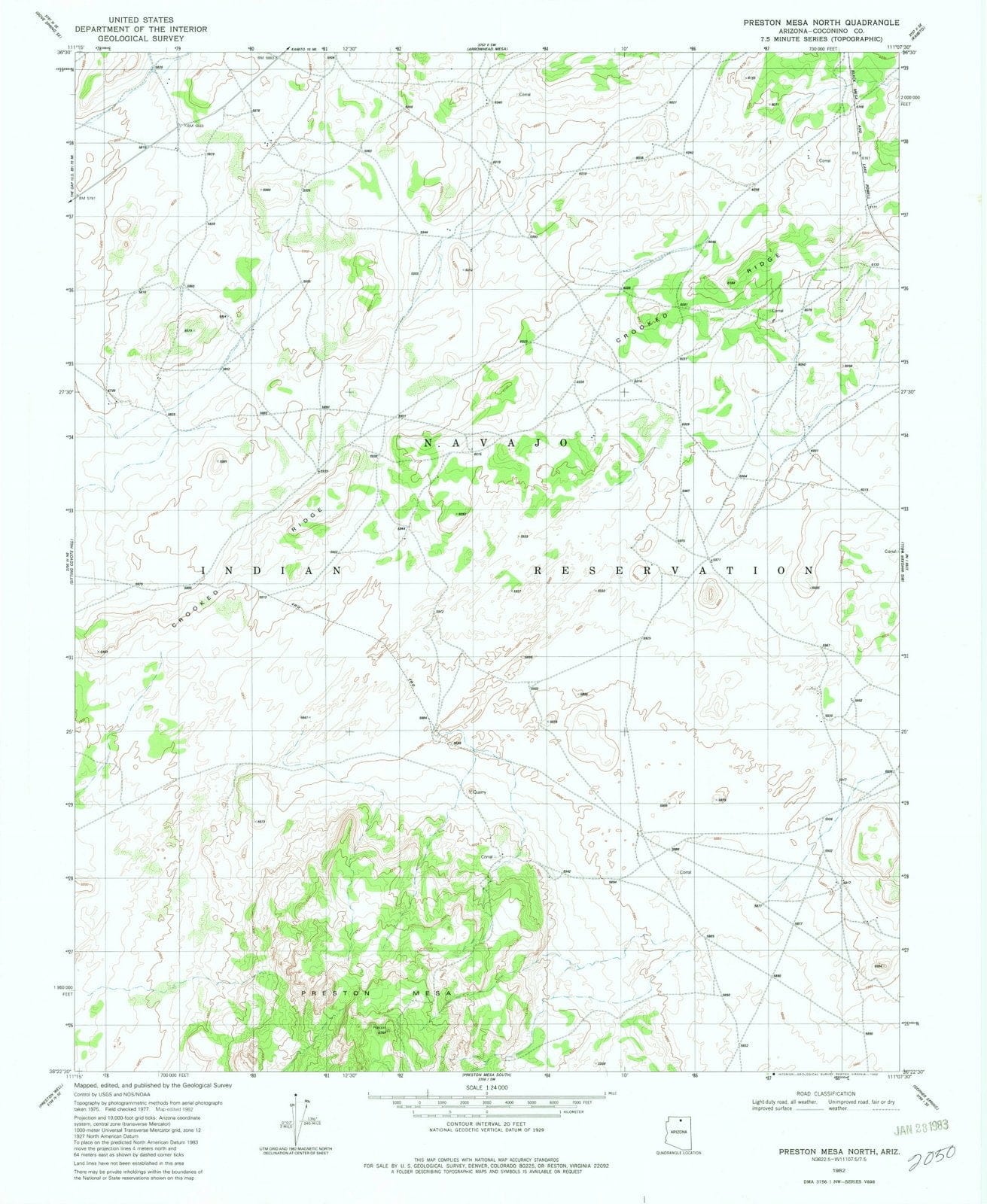 1982 Preston Mesa North, AZ - Arizona - USGS Topographic Map