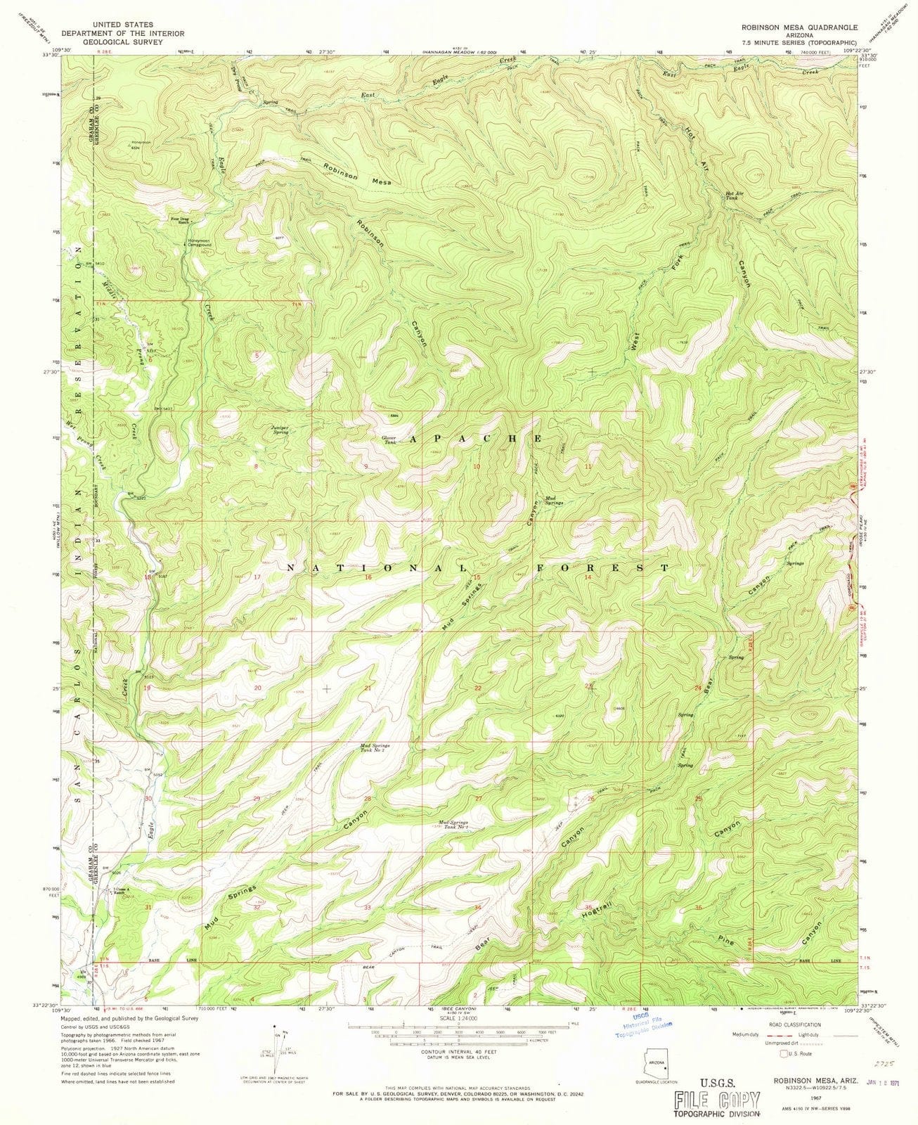 1967 Robinson Mesa, AZ - Arizona - USGS Topographic Map